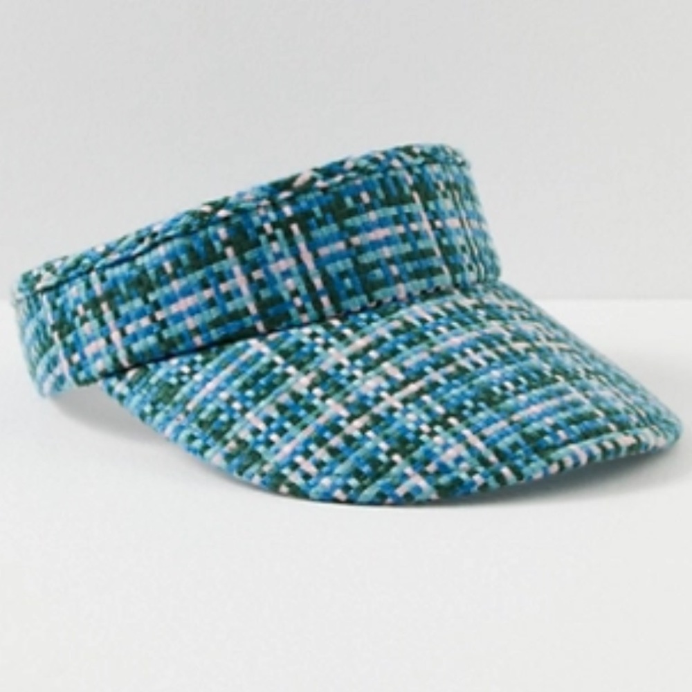 Lele Sadoughi Tweed Visor in Lawn Check